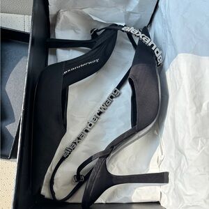 Alexander Wang Delphine Logo Strap Pump (Black) size 39.5